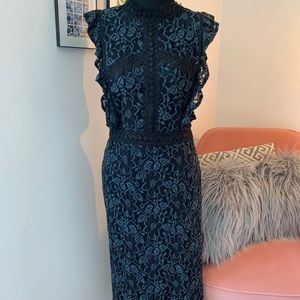 💃🏽Zara Blue & Black Lace Midi Dress💃🏽